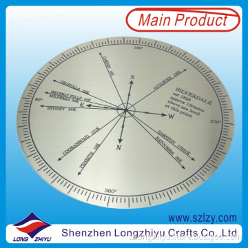 Compass Stainless Steel Etching and Paint Filling Custom Nameplate Label with 3m Adhesive Sticker (LZY10000347)